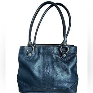 Valentina black leather tote shoulder bag